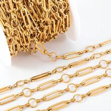 1m Stainless Steel Jewelry Making Chain, Hollow Rectangular Design With Round Spacers, Suitable For DIY Necklace, Bracelet And Other Accessories - Stainless Steel Chain - View 3