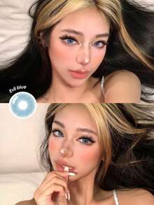 1 Pair Blue Gradient Soft Disposable Contact Lenses, Annual Replacement Cosmetic Lenses, Suitable For Daily Use And Carrying - Yearly Disposable - View 6