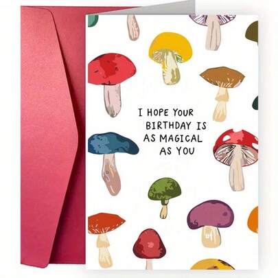 Enchanting Mushroom Birthday Card With Envelope -17.6 Cm X 25 Cm | Perfect For Friends And Family | "Magical Like You" Theme