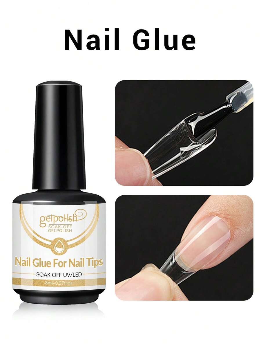 Super colle à ongles ultra-forte, convient pour les ongles acryliques, les pointes d'ongles, les ongles à clipser, les faux ongles, colle à ongles de qualité professionnelle à appliquer au pinceau, facile à appliquer, longue tenue