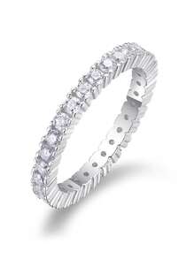 925 Sterling Silver Moissanite Ring, Suitable For Banquet, Party, Official Occasions, Festivals, Valentine's Day, Engagement, Wedding, Anniversary, Birthday Gift, With Certificate - Silver - View 10