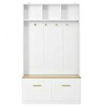 Hall Trees - Natural+White + MDF + Particle Board - View 8