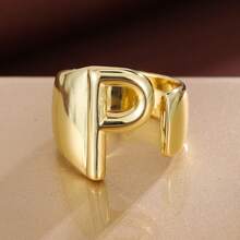 1pc Minimalist Plain Letter Design Adjustable Open Ring For Women - Multicolor - View 29