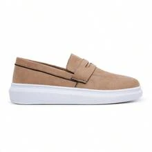 Men's Modern Casual Loafer Shoe In Premium Suede - Beige - View 2