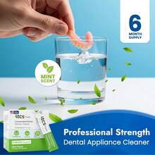 TCS Fresh Denture Cleaner – Professional Strength Concentrated Cleanser Mint Powder For Dental Cleaning – For Dentures, Night Guards, Aligners & Retainer Cleaner – 24 Packets (6 Month Supply) - 1 - 查看 2