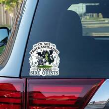 1 pieza Pegatina "Haciendo misiones secundarias", pegatina de portátil de caballero de dragón divertida, meme de juegos de vinilo, regalo de procrastinación, pegatina resistente al agua y despegable para botella de agua, pegatina de vaso de fantasía de dragón, vinilo de cuaderno de jugador, regalo perfecto para fans de RPG, pegatina de coche de caballero linda - S1945 - Ver 8