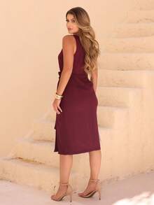 Dress With A Sophisticated Drape And A Front Knot. - Fig - View 2