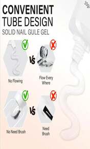 AILLSA Pegamento de uñas de gel sólido con base y capa superior - Blanco - Ver 5