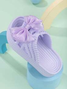 Girls' Sandals New Arrival Fashion Cute Bow Princess Shoes Versatile Comfortable Beach Slippers - Mauve Purple - View 5