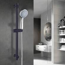 Shower Head & Slide Riser Rail Bracket Kit Chrome Adjustable Set With Soap Dish - Shower Head + Shower Base + Hose - View 7