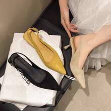 Sandalias para Vestidos Estilo de Hada Versión Coreana Zapatos para Mujeres Verano Nueva Moda Versátiles Tacones Altos para Chicas - Negro - Ver 7