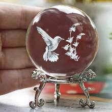 60mm/80mm Black Obsidian Crystal Ball With Silver Base, Feng Shui Divination Ball, Home Decor Photography Prop, Christmas & Halloween Decoration Gift - A - View 4