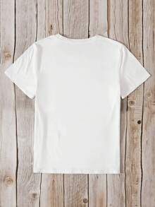 Summer Tops With A Cool Cartoon Girl Print + Short Sleeves + Round Neck Cotton T-Shirt. - White - View 2