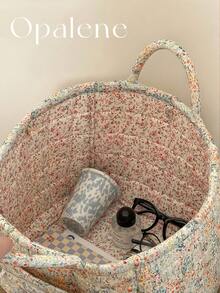 Floral Print Quilted Storage Basket Laundry Basket Large Capacity Portable Storage Bag Foldable Snack Basket With Handle For Women And Girls Cosmetic Storage Basket Toy Storage Basket Multifunctional Home Decor Livingroom Bedroom Decor Bathroom Decor Ditsy Floral Fabric Laundry Basket, Large Square Handheld Soft Rustic Chic Dirty Clothes Storage Bin, Daily Home Essentials For Women, Suitable For All Seasons Bedroom Closet Organization And Storage Bag For School School Accessories School Stuff - Nhiều màu - Xem 10