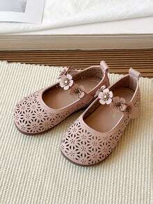 1 Pair Toddler Girls Soft Sole Leather Mary Jane Shoes, Breathable Round Toe Casual Shoes, Suitable For Spring, Summer, Autumn - Pink - View 4