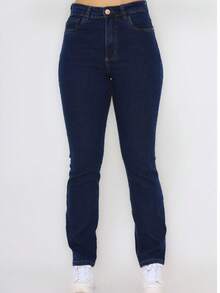 Women's Straight Leg Jeans With Elastane Lycra, High Waist, Traditional Malloy Style - 藍色 - 查看 5
