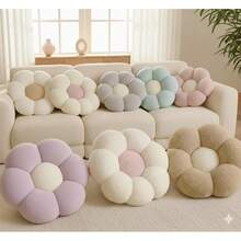 2 Pieces Daisy- Ultrashaped-Soft Plush Seat/Mat - 45x45 Cm - Made In Türkiye - Grey - View 5