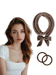 3pcs No-Heat Curling Ribbon Slouchy Hair Curler, Sleep Curling Tool, Big Wave Sponge Hair Bun Maker - Multicolor - View 1