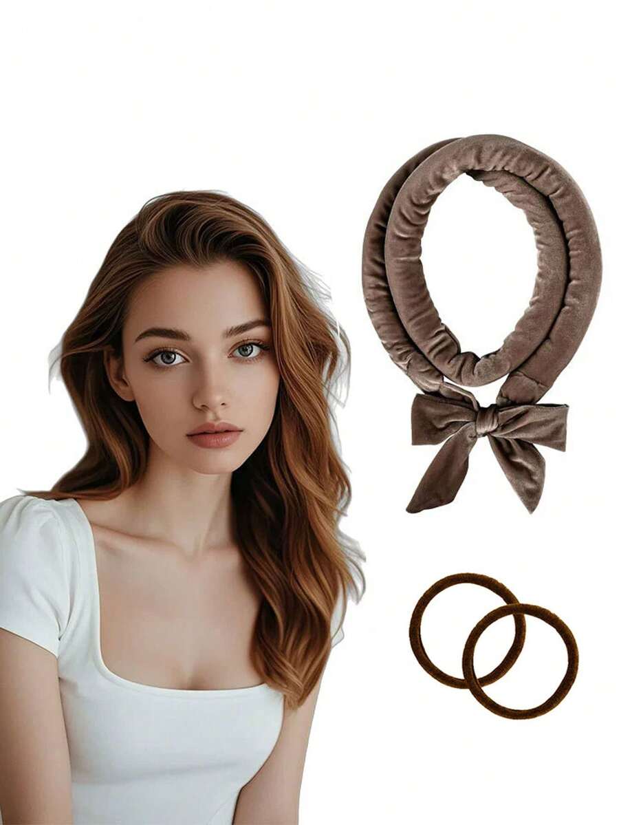 3pcs No-Heat Curling Ribbon Slouchy Hair Curler, Sleep Curling Tool, Big Wave Sponge Hair Bun Maker - Multicolor - View 1