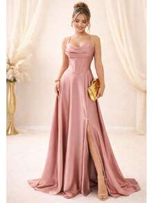 Bridesmaid Dress For Graduation Party Guests Royal Navy Terracotta Rose Serenity Marsala Emerald Green Mint Green Nude Or Lilac - 乾枯玫瑰色 - 查看 1