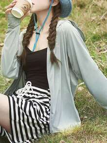 CAMEL CROWN Women's Spring Outdoor Breathable Sun Protection Clothing Ice Silk Cooling Quick-Drying Sun Protection Clothing Thin Style - Morning Gray - View 2