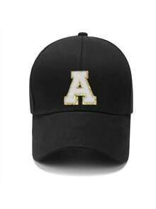 1 chiếc mũ lưỡi trai đen in 26 chữ cái từ A đến Z, mũ chống nắng cổ điển cho trẻ em với khóa cài nhanh, mũ đội hàng ngày thoải mái cho trẻ em vào mùa xuân hè. - màu đen - Xem 4