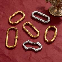 10件套不锈钢时尚扭纹椭圆形吊坠项链耳环手链连接件，DIY珠宝制作，适合日常佩戴 - 邊框吊墜 - 查看 3