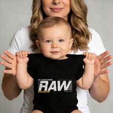 Baby Infants All-Match  Raw Denim Urban Style Print Crew Neck Short Sleeve Bodysuit | Soft Comfortable Cotton Fabric Soft Cotton Cool Wearing Cozy & Sweet New Born, Baby Shower Gift - 黑色 - 查看 2