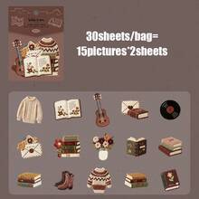 Bộ 30 miếng dán cứng kiểu thêu cổ điển, chất liệu mềm mại, thích hợp để trang trí khung ảnh, máy tính, ốp điện thoại, cốc, tạp chí, hộp bút, bàn làm việc, dán cá nhân, đồ dùng học tập, quà Giáng sinh, quà tặng cho nữ, trang trí sổ kế hoạch, đồ thủ công DIY, văn phòng phẩm dễ thương. - Bộ nhãn dán - Xem 11