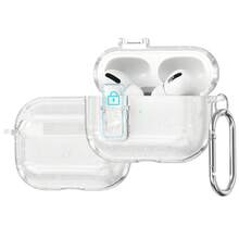 Glitter Transparent Protective Case With Lock For Apple Bluetooth Earphones, Full-Body Anti-Drop Cover - Transparent With Shimmer - View 1