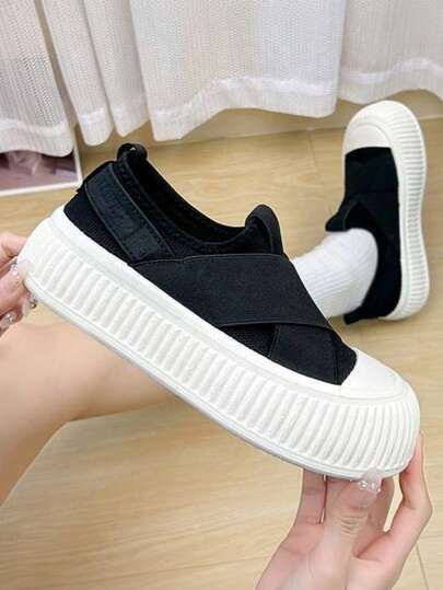 Zapatillas de lona estilo universitario para mujer,Zapatos de lona con suela gruesa para mujer.Zapatos casuales de mujer con suela gruesa,Zapatos casuales de moda para mujer,Zapatos nuevos de lona para mujer,Diseño elegante, transpirable y listo para viajar, estilo deportivo ultrapráctico,