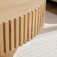 Handcrafted Walnut Oval Coffee Table, Mid Century Modern Irregular Large 44 Inch Wood Drum Design With Fluted Design & Sturdy Pedestal Base, Unique Farmhouse Living Room Center Table (44" X 24" X 14") - 自然的 - 查看 10