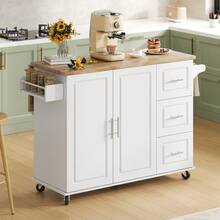 Mobile Storage Islands - White + MDF + European - View 10