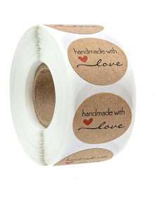 500pcs/Set Kraft Paper Stickers, Handmade Heart Stickers, Envelope & Packaging Sealing Labels, Stationery, Craft, Valentine's Day - Khaki - View 13