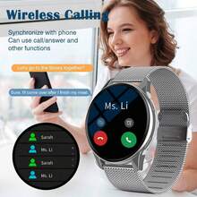 2025新款1.28英寸高清屏女士智能手表，多功能智能手表，支持AI语音助手/通知提醒/无线通话，健身追踪器，带天气预报/计步器/运动管理功能，时尚设计，母亲节礼物 - 彩色 - 查看 5