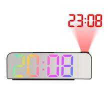 Nuevo Reloj Despertador de Proyección Simple LED con Pantalla de Fuente Reloj Electrónico Reloj Despertador Digital con Temperatura - Cara negra con luz blanca - Ver 7