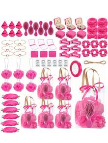 74 Pcs Wedding & Party Favor Supplies | Bridal Shower Gift Set | Includes Headbands, Puff | Multi-Color - K - View 1