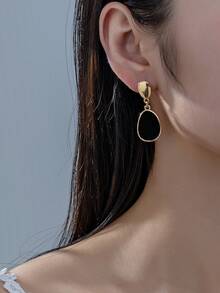 1 Pair Women's Fashionable Versatile Metal Flower Hoop Earrings, Suitable For Daily Wear - Multicolor - View 3