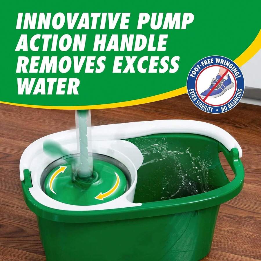Tornado Spin Mop System, Spinning Floor Mopping And Bucket With Wringer Set For Home, Hardwood, Laminate, Tile Cleaning, Includes 1 Machine Washable Replacement Head Refills (2 Total) - A - 查看 1