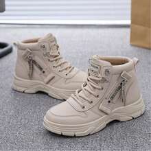 2026 Women's Casual Comfortable Warm Thick Sole High-Top Sneakers - Khaki - View 3