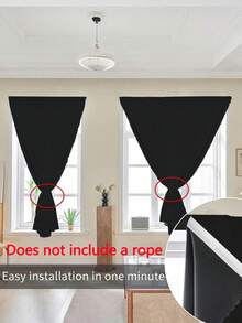 1pc Self-Adhesive Portable 100% Blackout Window Curtain, No Drilling Needed Sunshade Fabric For Windows, Doors, Bedrooms, Basements - Heat Insulation, Darkening Kitchen & Room, Suitable For All Seasons,Fall Decor,Autumn Decor,Room Decor - Black - View 8