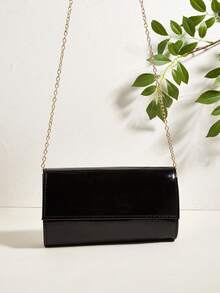 时尚纯色镜面手拿包，优雅女士商务包，适合派对女孩、大学生、新娘，可搭配派对礼服、婚纱、晚礼服、紧身连衣裙，是婚礼、聚会、宴会、派对、舞会的理想之选，也是送给女士的最佳礼物，同样适合新年、情人节等场合。 - 黑色 - 查看 4