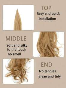 32-Inch Brown Magic Wand Ponytail With Blonde Highlights, Flexible And Entwined Ponytail Extensions, Long Wavy Ponytail Extensions, Synthetic Wigs, Suitable For Ladies And Girls - Multicolor - View 8