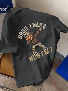 Tween Boys' Graphic Print Short Sleeve T-Shirt, Student Youth Casual Summer Top - Dark Grey - View 1