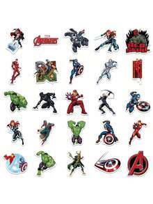 Marvel 50张漫威官方授权复仇者联盟乙烯基贴纸 Q版英雄蜘蛛侠钢铁侠绿巨人防水卡通贴纸，可用于水瓶、笔记本电脑、手机、汽车安全帽、保险杠等，趣味生日情人节节日礼物 - DSN-010 - 查看 7