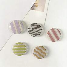 Transparent Polka Dot Heart Grid Embossed Phone Stand, Expandable Desktop Holder, Ring Stand Compatible With IPhone, Android Phones, Women Gift - Multicolor - View 3