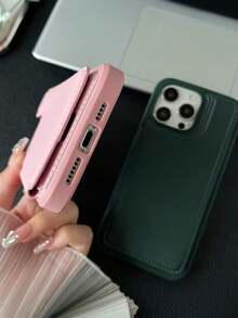 奢华仿皮钱包式手机壳，带卡槽和支架，兼容 17 Pro Max、6 Pro、15、14、13、12，翻盖钱包式设计，防震保护套 - 淺棕色 - 查看 8