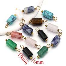 5 pezzi di componenti pendenti cilindrici in acciaio inossidabile 304 con pietra naturale, adatti per la realizzazione di gioielli come orecchini, collane e accessori, materiali per pendenti fatti a mano all'ingrosso - Multicolore 1 - Visualizzare 7