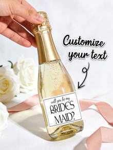 10pcs Customized Mini Champagne Bottle Labels, Printed Bridesmaid Proposal Champagne Label, Customize Photo And Text, Will You Be My Bridesmaid Maid Of Honor Gift Bridesmaid Proposal - Multicolor - View 7