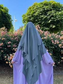 1pc Women's Elegant Solid Color Three-Layer Hooded Robe, Chador, Khimar, Jilbab, Breathable Sun Protection Headscarf, Suitable For Casual Outdoor Wear In All Seasons - Multicolor - View 20